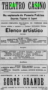 Anúncio de  Sorte Grande no Theatro casino