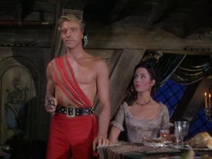 Burt Lancaster e Eva Bartok em O Pirata Sangrento