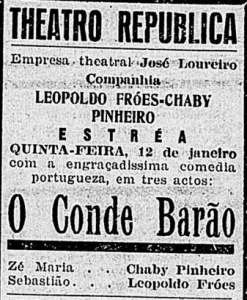 Anúncio de O Conde Barão