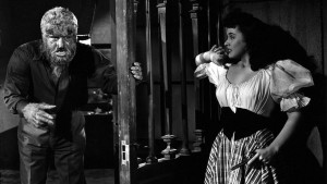 Lon Chaney Jr. e Elena Verdugo em  A Mansão do Frankenstein