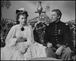 Olivia de Havilland e Errol Flynn em O Intrépido General Custer