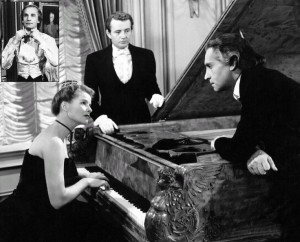 Katherine Hepburn, Robert Walker e Henry Daniels em Sonata de Amor