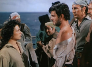 Jean Peters e Luis Jourdan em A vingança dos Piraas